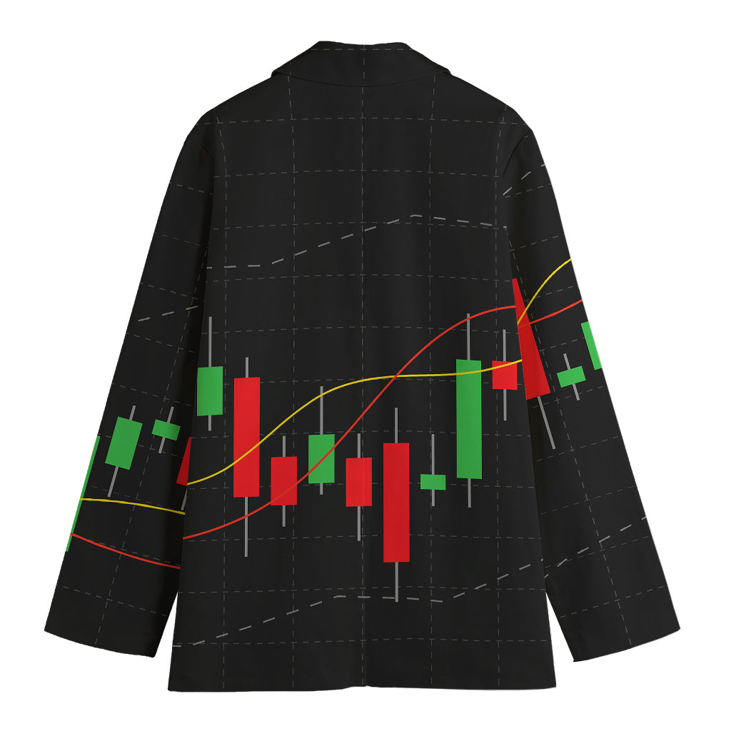 Stock Market Candlestick Print Women's Cotton Blazer