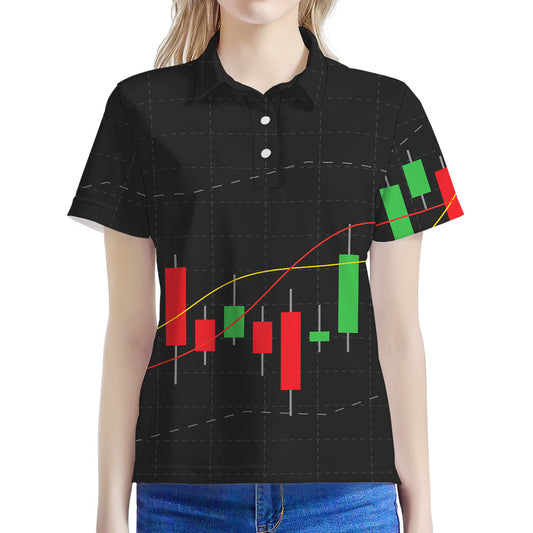 Stock Market Candlestick Print Women's Polo Shirt