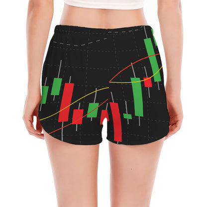 Stock Market Candlestick Print Women's Split Running Shorts