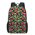 Strawberry And Flower Pattern Print 17 Inch Backpack