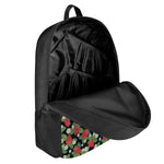 Strawberry And Flower Pattern Print 17 Inch Backpack