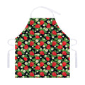 Strawberry And Flower Pattern Print Adjustable Apron
