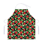 Strawberry And Flower Pattern Print Adjustable Apron