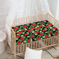 Strawberry And Flower Pattern Print Baby Crib Sheet