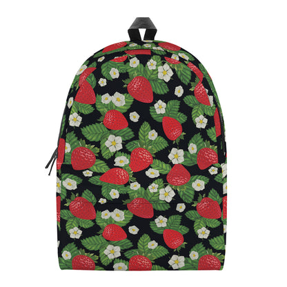 Strawberry And Flower Pattern Print Backpack