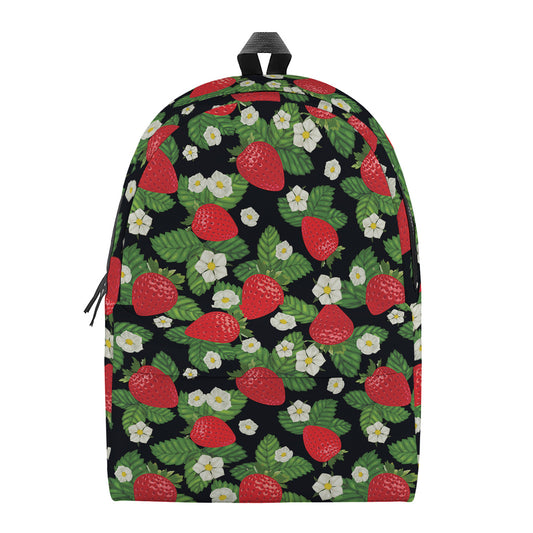 Strawberry And Flower Pattern Print Backpack