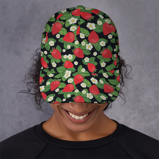 Strawberry And Flower Pattern Print Baseball Cap