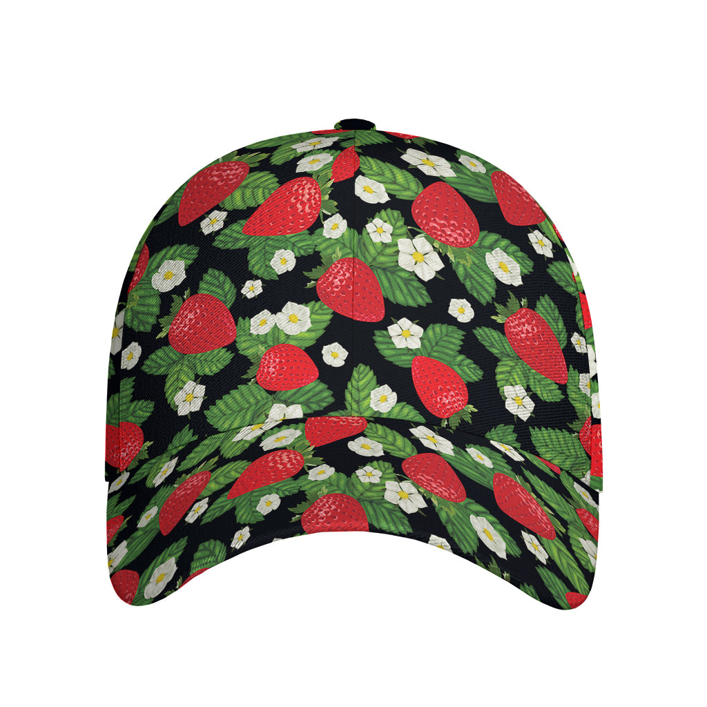 Strawberry And Flower Pattern Print Baseball Cap