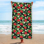 Strawberry And Flower Pattern Print Beach Towel