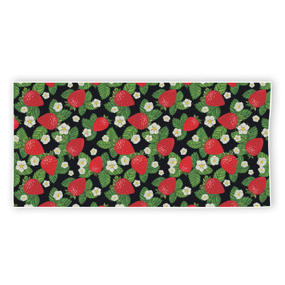 Strawberry And Flower Pattern Print Beach Towel
