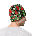 Strawberry And Flower Pattern Print Beanie