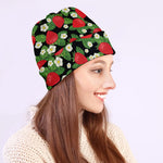 Strawberry And Flower Pattern Print Beanie