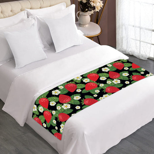 Strawberry And Flower Pattern Print Bed Runner