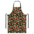 Strawberry And Flower Pattern Print Bib Apron With Pocket