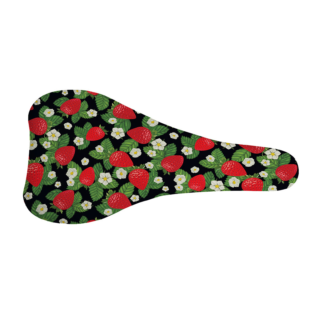 Strawberry And Flower Pattern Print Bicycle Seat Cover