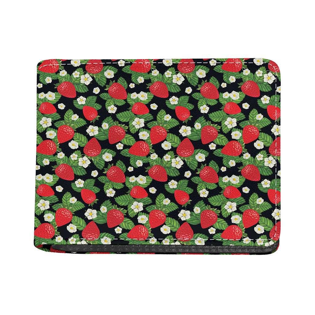 Strawberry And Flower Pattern Print Bifold Wallet