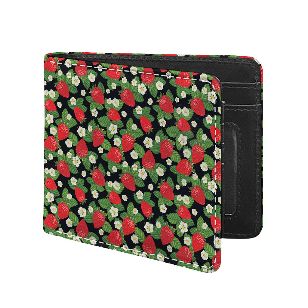 Strawberry And Flower Pattern Print Bifold Wallet