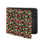 Strawberry And Flower Pattern Print Bifold Wallet