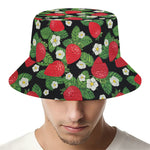 Strawberry And Flower Pattern Print Bucket Hat