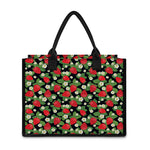 Strawberry And Flower Pattern Print Canvas Tote Bag