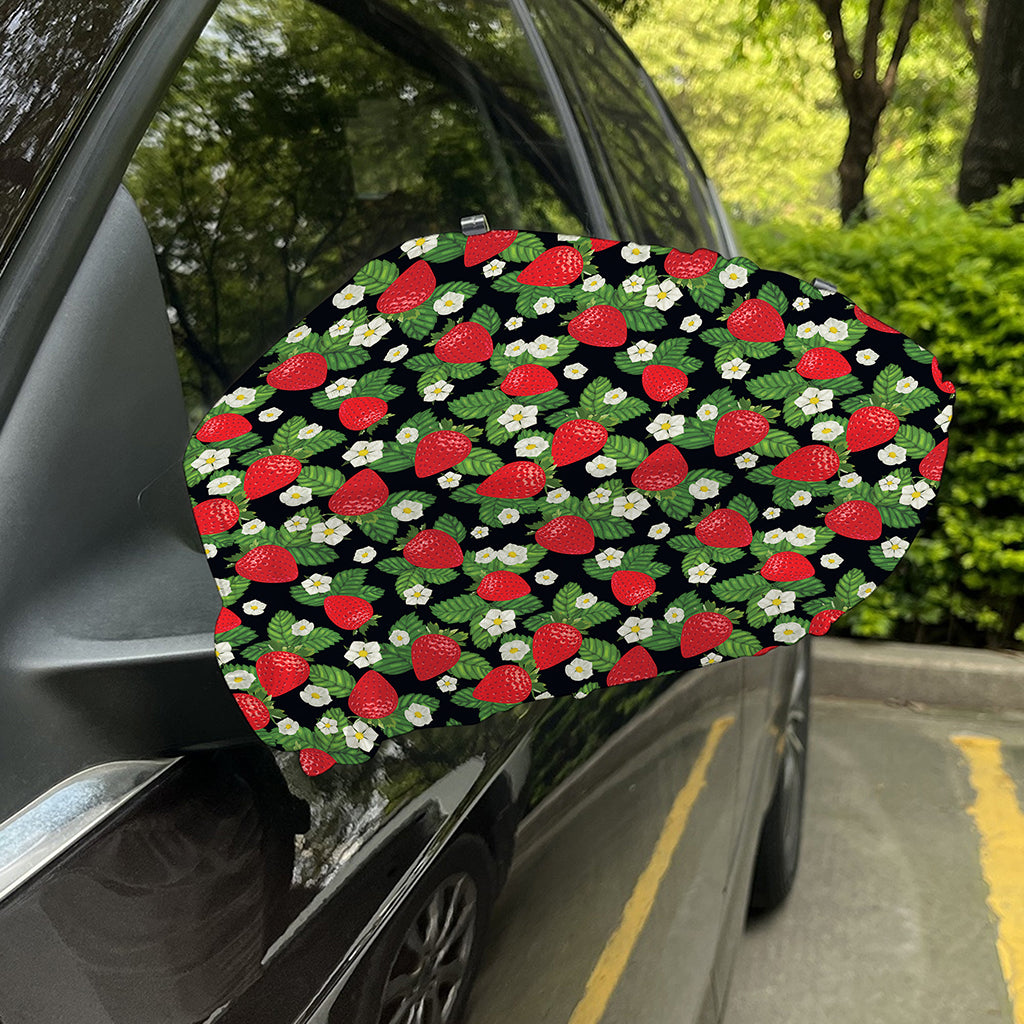 Strawberry And Flower Pattern Print Car Side Mirror Covers
