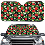 Strawberry And Flower Pattern Print Car Windshield Sun Shade