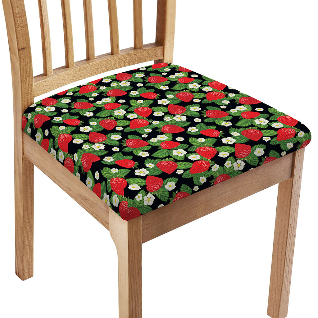 Strawberry And Flower Pattern Print Chair Cushion Cover