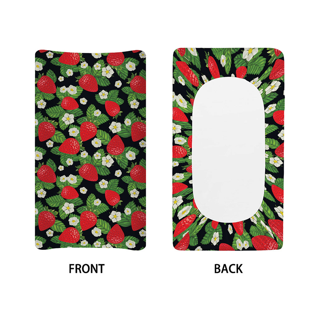 Strawberry And Flower Pattern Print Changing Pad Cover