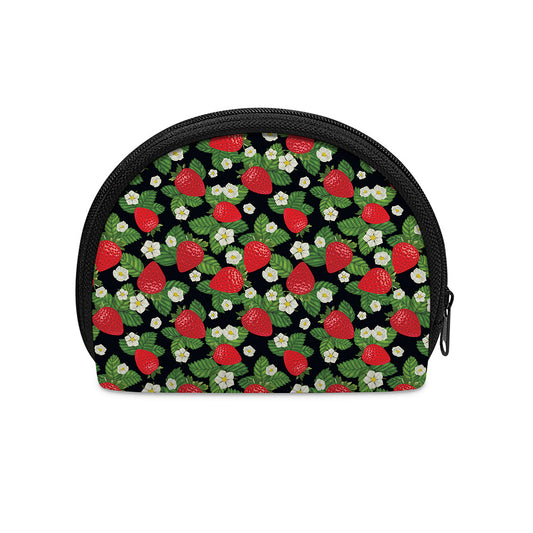 Strawberry And Flower Pattern Print Coin Purse