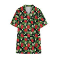 Strawberry And Flower Pattern Print Cotton Hawaiian Shirt