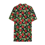 Strawberry And Flower Pattern Print Cotton Hawaiian Shirt