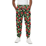 Strawberry And Flower Pattern Print Cotton Pants