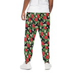 Strawberry And Flower Pattern Print Cotton Pants