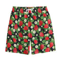 Strawberry And Flower Pattern Print Cotton Shorts