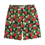 Strawberry And Flower Pattern Print Cotton Shorts