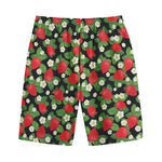 Strawberry And Flower Pattern Print Cotton Shorts