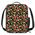 Strawberry And Flower Pattern Print Crossbody Lunch Bag