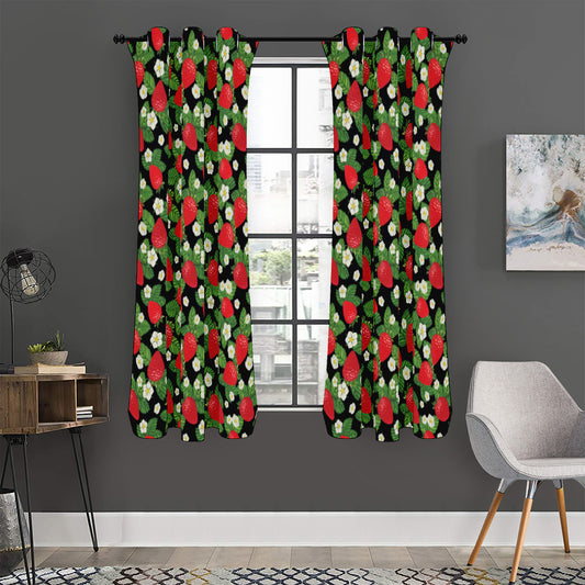 Strawberry And Flower Pattern Print Curtain