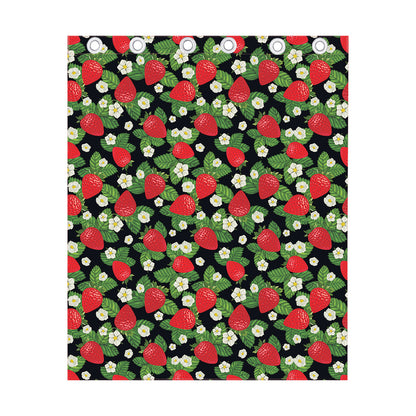 Strawberry And Flower Pattern Print Curtain