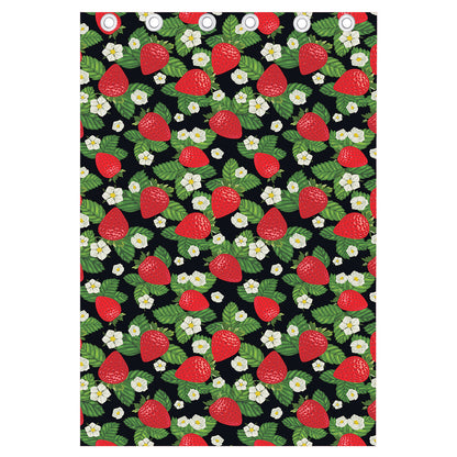Strawberry And Flower Pattern Print Curtain