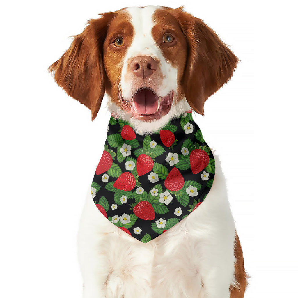 Strawberry And Flower Pattern Print Dog Bandana
