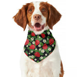 Strawberry And Flower Pattern Print Dog Bandana