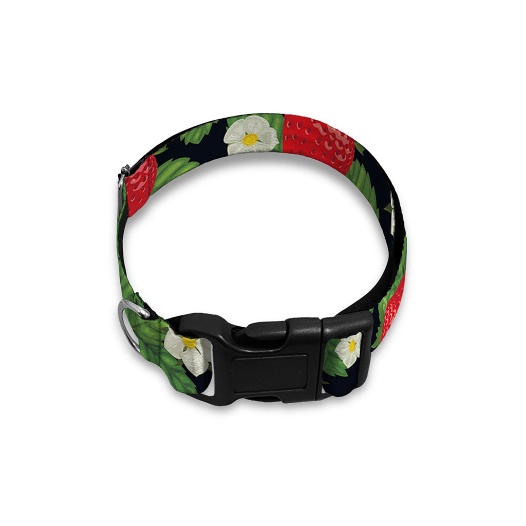 Strawberry And Flower Pattern Print Dog Collar