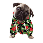 Strawberry And Flower Pattern Print Dog Zip Up Hoodie