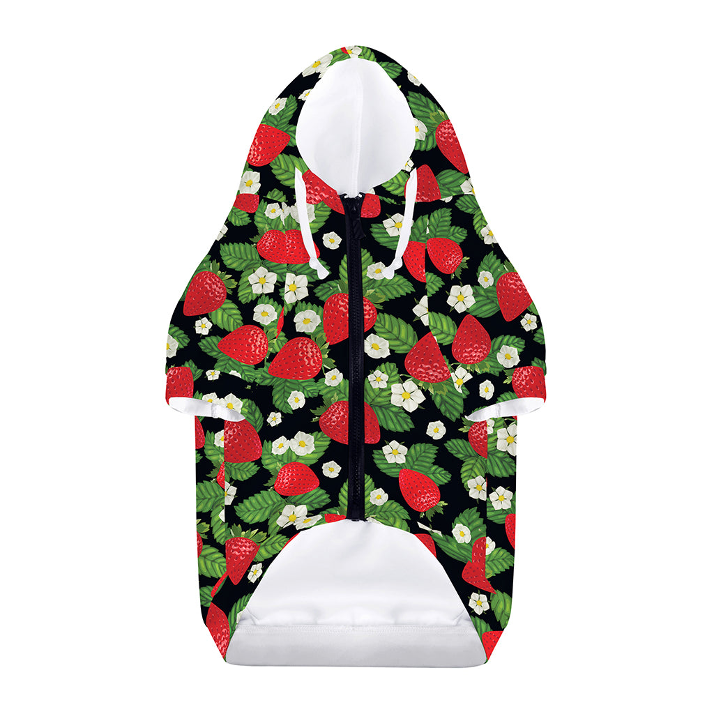 Strawberry And Flower Pattern Print Dog Zip Up Hoodie