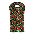 Strawberry And Flower Pattern Print Double Neoprene Wine Tote