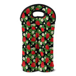 Strawberry And Flower Pattern Print Double Neoprene Wine Tote