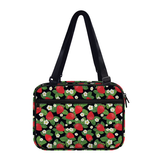 Strawberry And Flower Pattern Print Double Strap Bible Bag