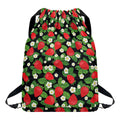 Strawberry And Flower Pattern Print Drawstring Backpack