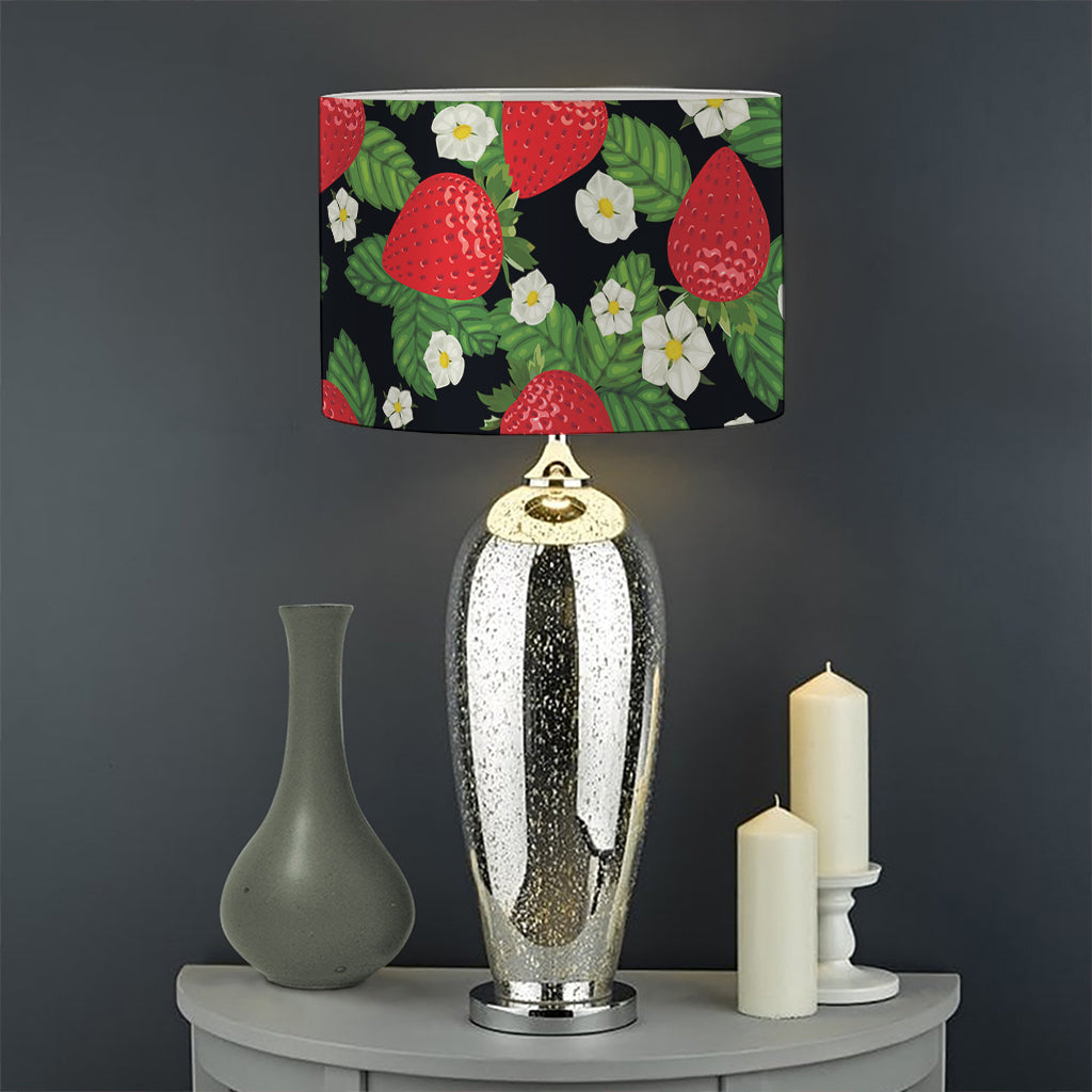 Strawberry And Flower Pattern Print Drum Lamp Shade